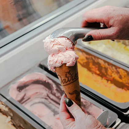A scoop of locally made ice cream from Davison's, one of the festival's dessert stalls